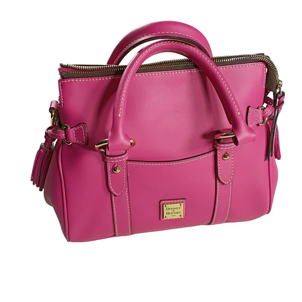 Dooney & Bourke Satchel Women Small Fuchsia Pink Tassel Leather Bag